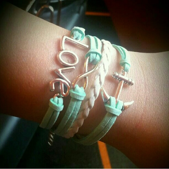 Mint Love, Infinity and Anchor bracelet