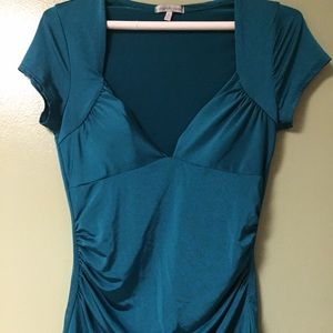 Low-cut Teal-green Blouse