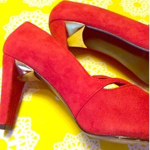 Stuart Weitzman Red Leather/Suede Pumps w/ Dustbag