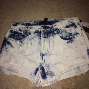 Acid wash denim shorts