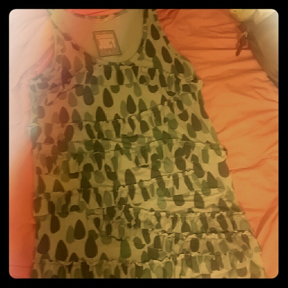 Juicy Couture Green Combo Ruffle Tank Dress