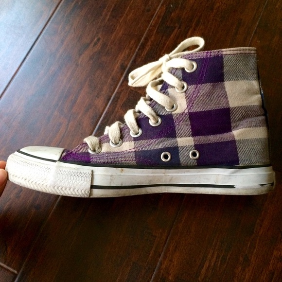 Checkered Purple High Tops - Picture 2 of 2