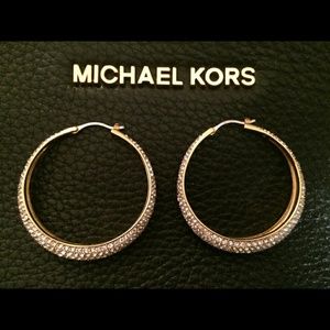 Beautiful Michael Kors pave crystal hoops