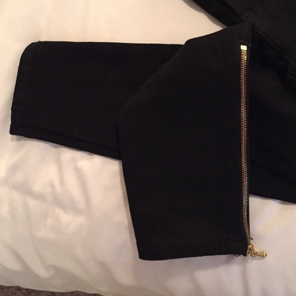 7 for all mankind black jeans w/ gold zippers - Picture 2 of 4