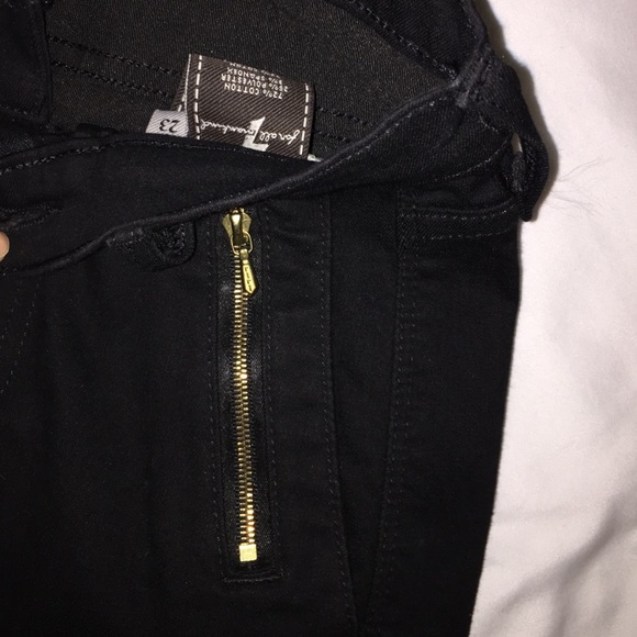 7 for all mankind black jeans w/ gold zippers - Picture 3 of 4