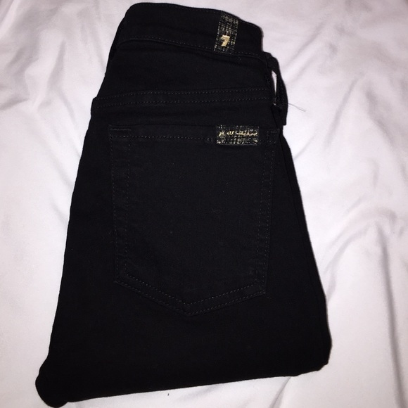 7 for all mankind black jeans w/ gold zippers - Picture 4 of 4
