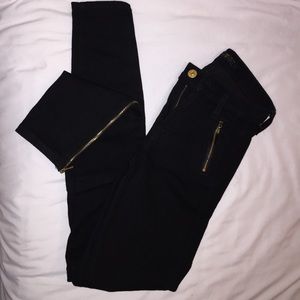7 for all mankind black jeans w/ gold zippers