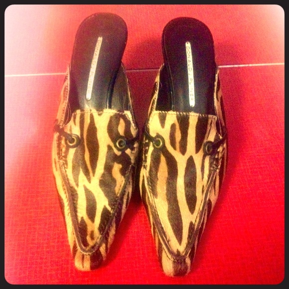 Donald J. Pilner calf hair print mules shoes