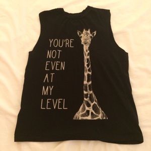giraffe black cotton muscle tee