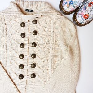 J. Crew Handknit Sweater With Metal Buttons