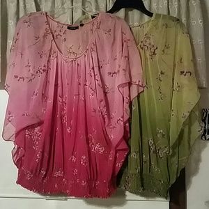 Cherry blossom shirts- pink & green