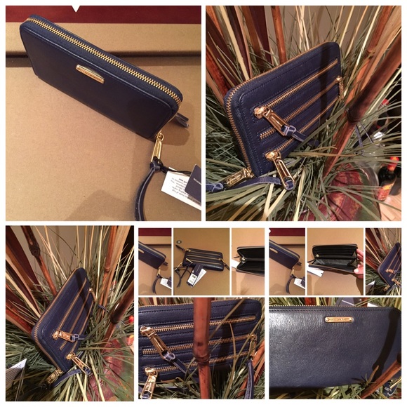 REBECCA MINKOFF THREE ZIP BLUE WALLET. NEW! - Picture 3 of 4