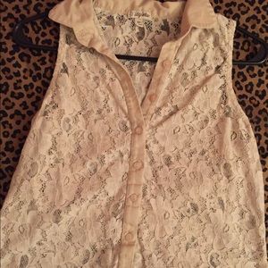 Cream lace collared shirt