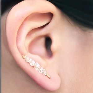 14 Karat Gold Herkimer Diamonds Earring Pin (Pair)