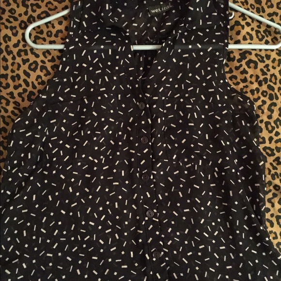 Navy collared shirt with white pattern
