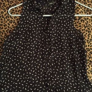 Navy collared shirt with white pattern