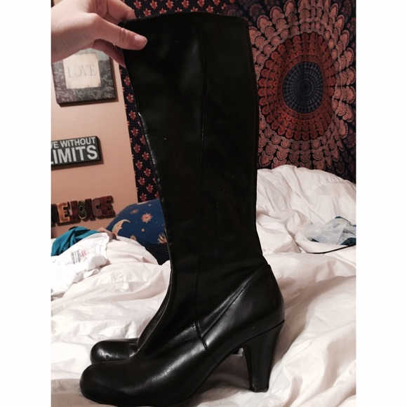 Black leather boots