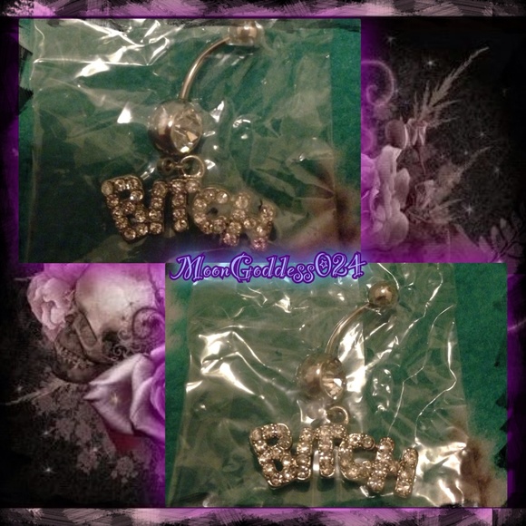 ๐NIP๐นB*TCH BLING BELLY BUTTON NAVEL RING๐ - Picture 2 of 3