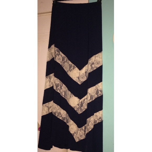 Navy & Lace Maxi Skirt