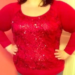Red sequin long sleeve sweater!