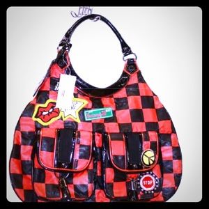 Betseyville Red Checkered Bag Purse Betsey Johnson