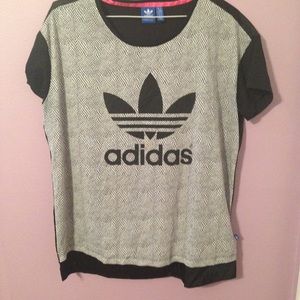 Silky Adidas Patterned Shirt w/ Black Back.