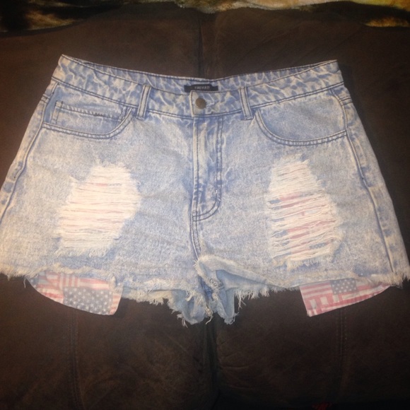 Forever 21 Denim American Flag Shorts