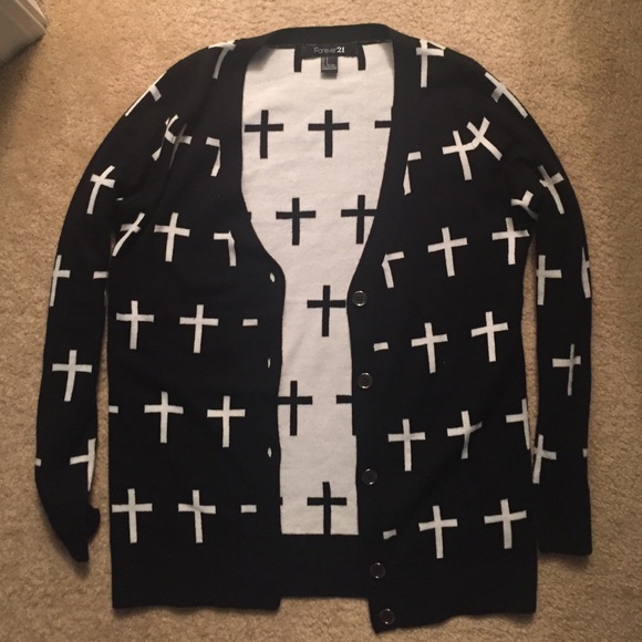 Forever 21 Black & White Cross Cardigan