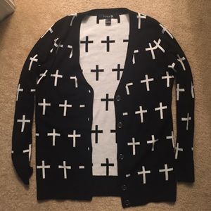 Forever 21 Black & White Cross Cardigan