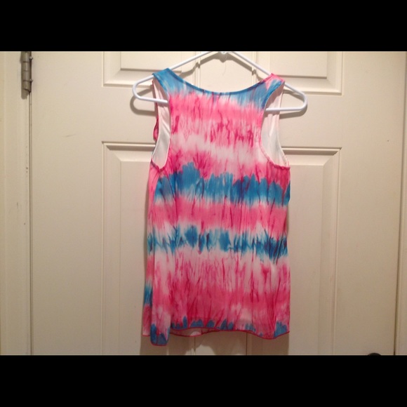 🌸pink n teal tank top - Picture 2 of 2