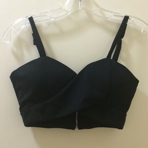 Black bralette, maroon crop-top, & laced bralette