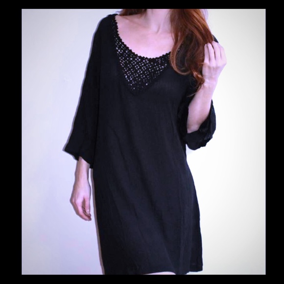 Black crochet dress
