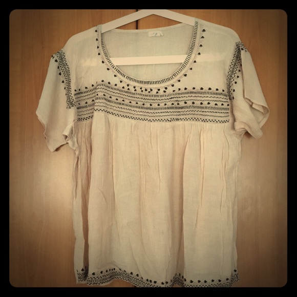 Nude embroidered top