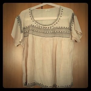 Nude embroidered top