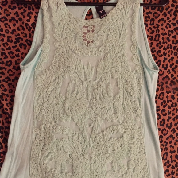 Blue lace blouse