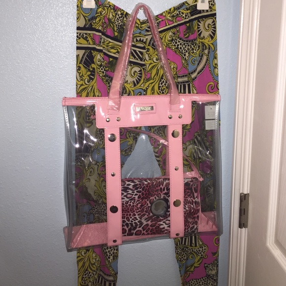 VERSACE Handbags - PINK/CLEAR HAND TOTE BAG