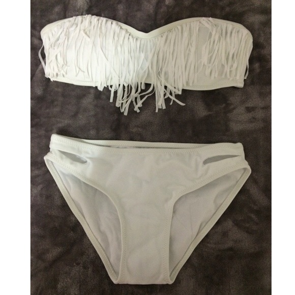 White fringe Bikini Set