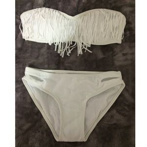 White fringe Bikini Set