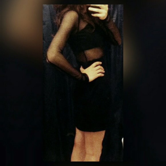 BCBG Black Dress with mesh - Picture 2 of 4