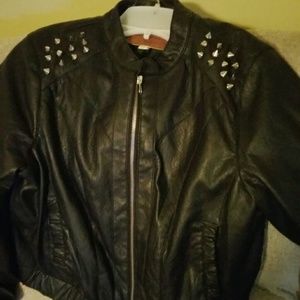 Black leather-like jacket