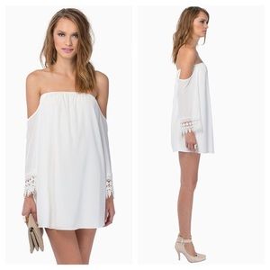 Tobi white off the shoulder graduation dress