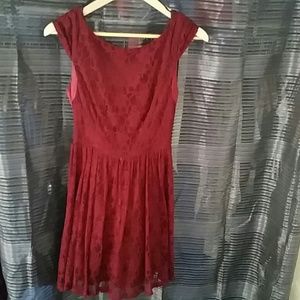 Laced burgundy casual dress worn once
