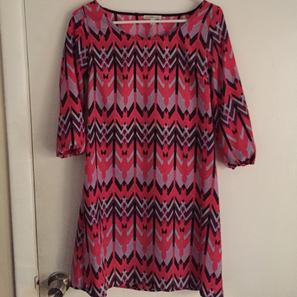 Pink & Gray chevon Shift Dress