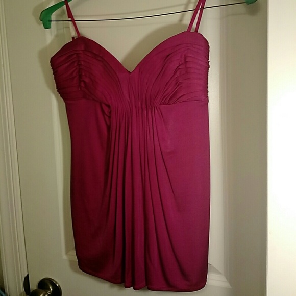 BCBG raspberry colored strapless top