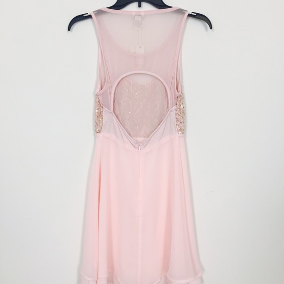 Pink Gold Glitter Lace Dress - Picture 3 of 4