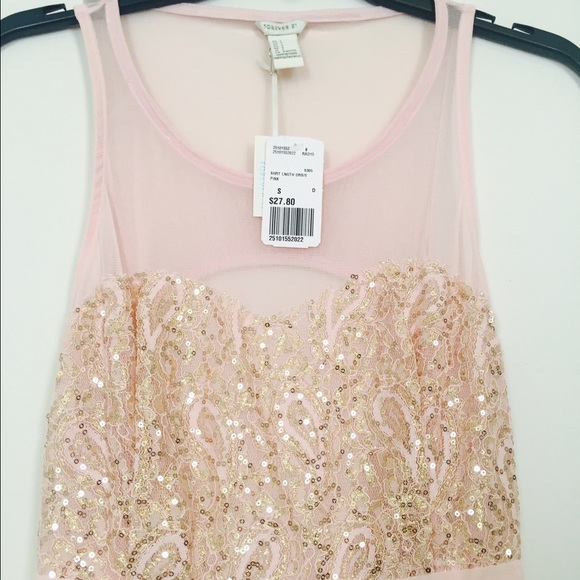 Pink Gold Glitter Lace Dress - Picture 4 of 4