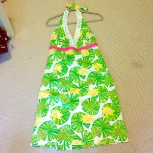 Lilly Pullitzer green pink yellow and white dress