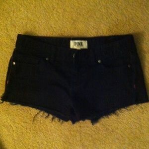 Black denim shorts