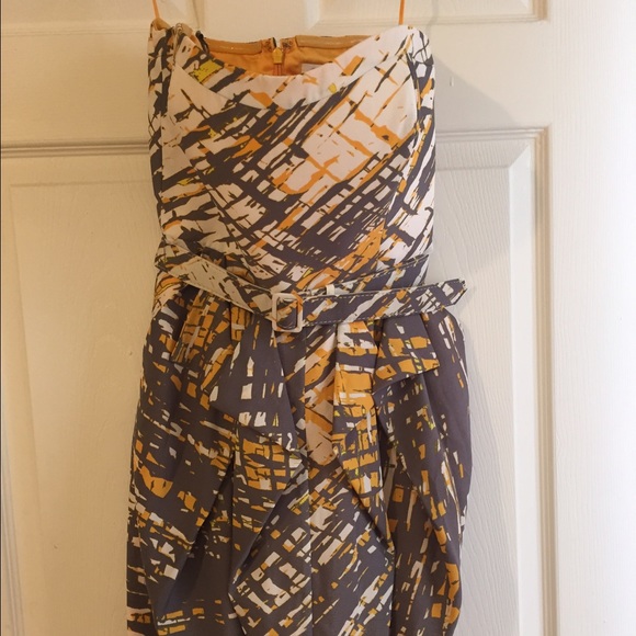 Jessica Simpson gray/white/yellow strapless dress