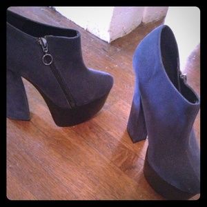 NWOT Navy Blue Disco Platform Booties